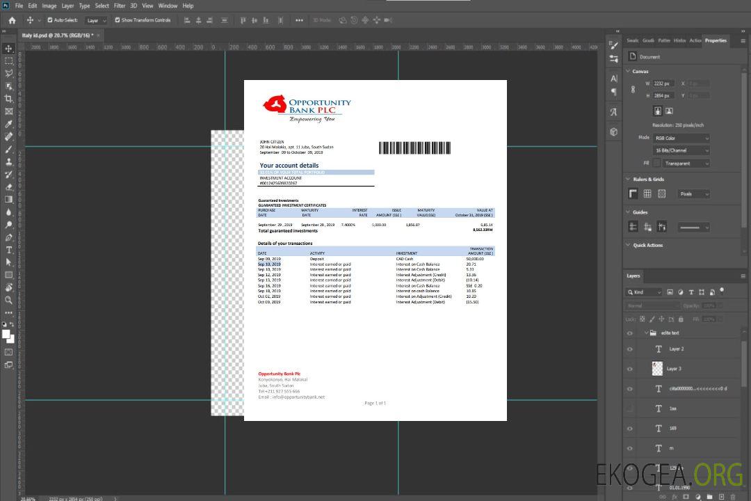 Modèle de relevé de la South Soudan Opportunity Bank au format Word et PDF template Modèle de relevé de la South Soudan Opportunity Bank au format Word et PDF template